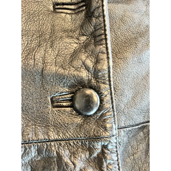 Wilson's Black Leather Women's Jacket Button down Mid length Size Large - Picture 8 of 10